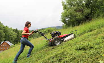 Mowing on a steep hill!